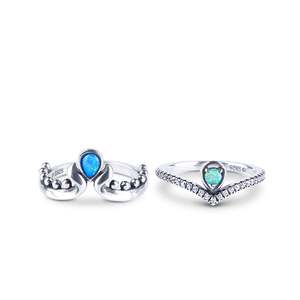 แหวนโอปอลทรงหยดน้ำประดับมุกเมอร์เมดชุบทอง 18K ยี่ห้อ Jeulia พร้อมเพชรโมอิสซาไนต์รับรองโดย GRS - Product Image 4