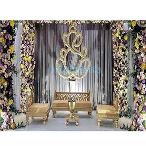 Mandap para Bodas Indias, Conjunto de Sofás Modernos de Respaldo Bajo y Sillas Portátiles de Madera para Vidhi - Product Image 1
