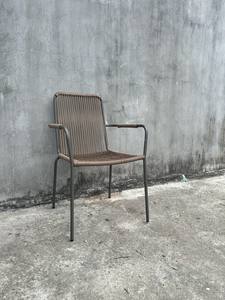 Chaise empilable cadre en métal avec chaise de salle à manger en rotin corde - Product Image 4