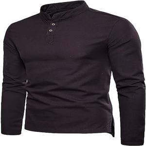 OEM Wholesale 100% Cotton Stand Collar <b>for</b> <b>Polo</b> T-<b>Shirt</b> <b>Black</b> Long Sleeve with Smart Casual Style Hot Selling Solid Pattern - Product Image 1