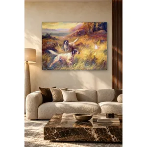 Impression sur toile de Fida Setters chassant des oiseaux dans des champs au coucher du soleil - Product Image 5