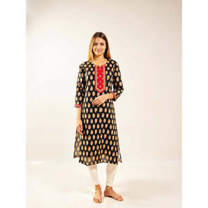 Kurta Droit en Coton Pur Imprimé pour Femme Evolve – Hauts Modestes - Product Image 3