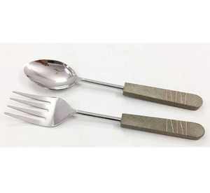 Venta directa de fábrica, mango de piedra y juego de servidor de ensalada de acero inoxidable, utensilios de cocina, accesorios de cocina, utensilios de cocina - Product Image 1