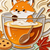 Broche personnalisée en émail motif tasse de thé et feuille d'érable d'automne pour costume, blazer, cadeau