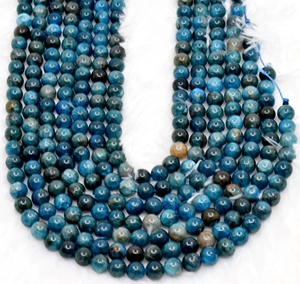 Natural Teal Blue Color Wholesale Apatite 8mm Round Healing <b>Beads</b> Premium <b>Crystal</b> for Jewelry Meditation - Product Image 4