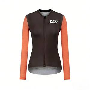 Maillot de cyclisme pour femmes, coupe-vent, manches longues, confortable, séchage rapide, pour cyclistes occasionnels, déplacements quotidiens, gran fondo - Product Image 1