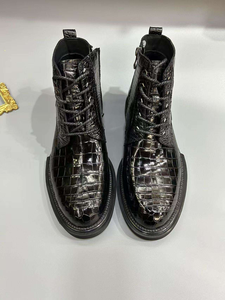 Botas de Cuero para Hombre Importadas de Piel de Cocodrilo, Botas Cortas de Cuero Genuino, Botas Modernas Estilo Martens para Hombre - Product Image 6
