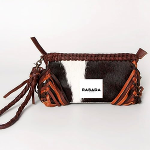 กระเป๋าถือหนังวัวทำด้วยมือแบบตะวันตกใหม่สำหรับผู้หญิงกระเป๋าตอนเย็นมีสไตล์และคลัทช์ขนสัตว์ที่มีเครื่องมือด้วยหินสีเทอร์ควอยซ์ - Product Image 4