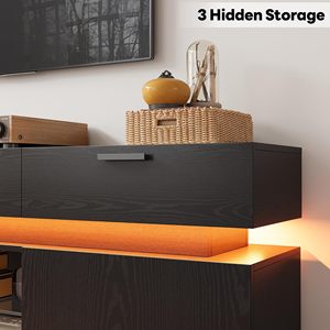 Mueble de TV Moderno de Madera Negra con Luces LED para Sala de Estar, Centro de Entretenimiento con Gran Espacio de Almacenamiento, Venta al Por Mayor - Product Image 6