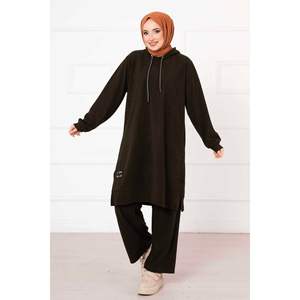 Juego de pantalones cortos de 2 piezas bordados con capucha caqui para damas por encima de la rodilla XS y XXS Tallas disponibles - Product Image 2