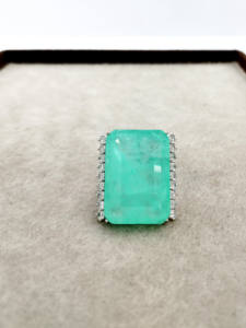 Anillo de Plata de Ley 925 Hecho a Mano con Piedra Preciosa Paraiba, Patrón Geométrico, Platino, Certificado IGI, Joyería Fina con Incrustaciones para Fiesta - Product Image 6