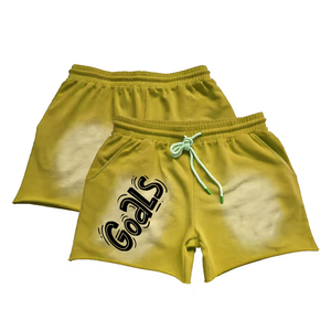 Shorts streetwear délavés à l'acide pour hommes, en coton personnalisé 260 280 300 GSM, ourlet brut, cordon de serrage, style vintage - Product Image 3