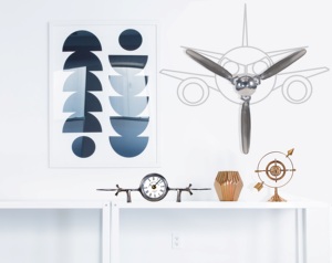 Reloj de Mesa Decorativo con Forma de Avión, Modelo de Aviación, Aluminio Ligero, Diseño Costero, 34.3Lx7.6Wx11.4H cm - Product Image 5