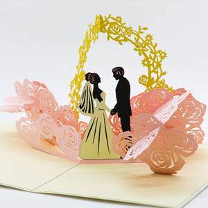 Collection de cartes 3D de mariage Pop-Up Nouveau design Carte de voeux en papier imprimé UV pour le thème du mariage de couple - Product Image 2