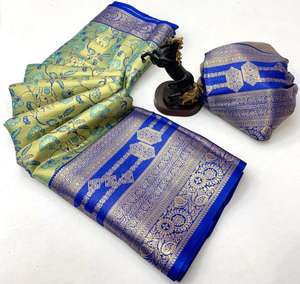 Kanjivaram Semi Silk Malhar Saree <b>Indian</b> & <b>Pakistani</b> <b>Clothing</b> Wholesale Suppliers - Product Image 4