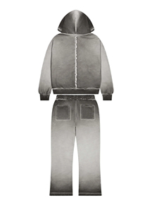 Streetwear avec logo personnalisé Survêtement évasé délavé à l'acide avec impression bouffante Survêtement homme avec broderie en détresse Survêtements - Product Image 2