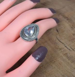 Topaze blanche 925 argent Sterling forme de poire bague de pierres précieuses naturelles fait à la main avril pierre de naissance cadeau d'anniversaire - Product Image 3