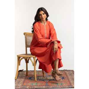 Conjunto de Camisa Bordada y Pantalón Teñido en Tela Crepé Mezclada KST-43162 - Product Image 5