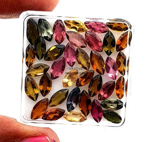 Piedras preciosas sueltas facetadas de corte Marquesa de turmalina Natural de 5x10mm para la fabricación de joyas piedra multiturmalina calibrada a bajo precio - Product Image 2