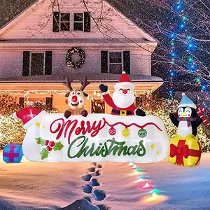 Soporte de decoración de patio exterior, inflable de Navidad con renos y pingüino, envío directo