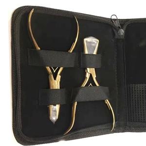Juego de alicates para extensiones de cabello de acero inoxidable chapado en oro sostenible de alta calidad, Kit de bucle de tracción para extensiones de cabello - Product Image 5