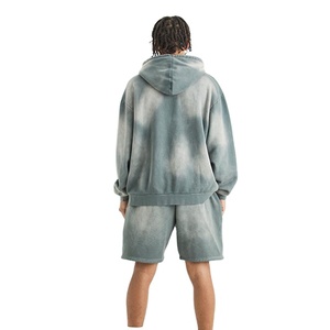 Sweat à capuche zippé intégral de haute qualité avec cordon de serrage personnalisé, effet délavé, style streetwear, coupe régulière, grandes tailles, coupe ample pour hommes - Product Image 5