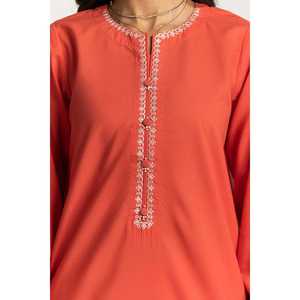 Conjunto de Camisa Bordada y Pantalón Teñido en Tela Crepé Mezclada KST-43162 - Product Image 3