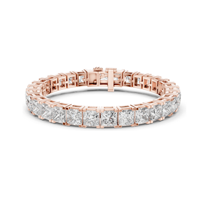Bracelet en diamant de laboratoire taille princesse 24,28 CT, VVS-VS EF CVD, or 18 carats, 14 carats, 10 carats et argent 925, option moissanite - Product Image 2