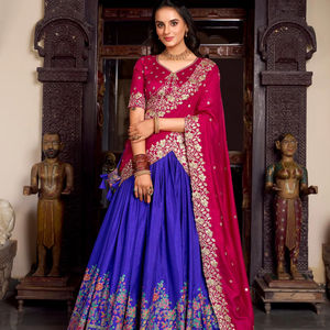 Style traditionnel belle soie tissu demoiselles d'honneur Lehenga Choli Zari tissage frontière travail vêtements de mariage fantaisie indien pakistanais - Product Image 1
