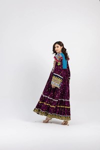 Pathani frock ชุดเดรสพิมพ์ลายชนเผ่า kuchi ชุดปาร์ตี้กลางแจ้งสำหรับเด็กผู้หญิงชุดเต้นรำท้องชุดเดรสสตรีระบายอากาศได้ - Product Image 4