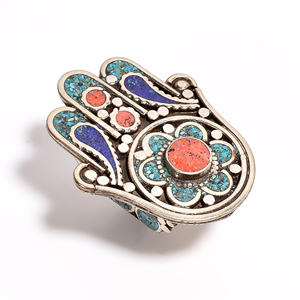 Bague turquoise tibétaine femmes et filles mode bijoux tibétains grossiste fournisseurs et fabricant - Product Image 5