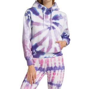 Sweat à capuche en polaire à manches longues pour femme, tie-dye, logo sur le devant, évacuation de l'humidité, protection solaire, course à pied, fitness en plein air - Product Image 3