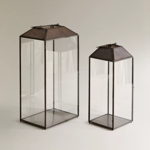 Europeo rústico nórdico inspirado moderno hogar boda decoraciones vidrio transparente Navidad linternas latón Metal hierro candelabros - Product Image 1