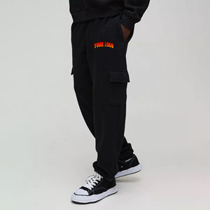 กางเกงวอร์มผู้ชายคุณภาพสูงสำหรับฤดูใบไม้ร่วงและฤดูหนาว ผ้าฝ้ายเนื้อปานกลาง ทรงหลวม สไตล์ลำลอง กันยับ ซิปหน้า สีอ่อนแบบซักเบา สามารถสั่งทำได้ เหมาะสำหรับใส่เล่นกีฬา - Product Image 6