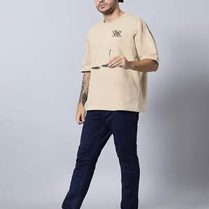 Camiseta de gran tamaño con ropa de verano, camiseta de gran tamaño con estampado de ajuste holgado de algodón 100% con logotipo personalizado hecho a medida para hombres - Product Image 3