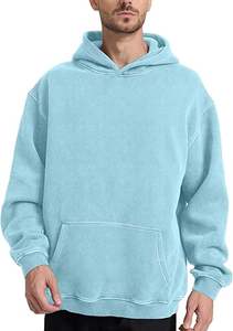 เสื้อฮู้ดลำลองสำหรับผู้ชาย, เสื้อฮู้ดแบบสวมหัวระบายอากาศได้ดีผ้าฝ้ายสีพื้น100% - Product Image 6