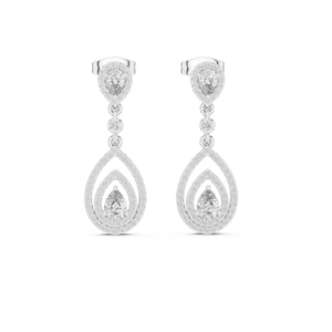 Boucles d'oreilles élégantes en diamant rond et poire cultivées en laboratoire certifiées IGI parfaites pour les femmes en gros bijoux fins - Product Image 1