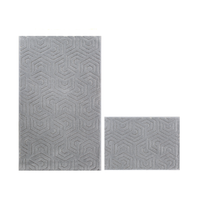 Ensemble de tapis de bain géométriques modernes en jacquard gris clair Blakel, 2 pièces, coton, 40x60cm + 60x100cm, pour la maison et l'hôtel, fabriqué en Turquie