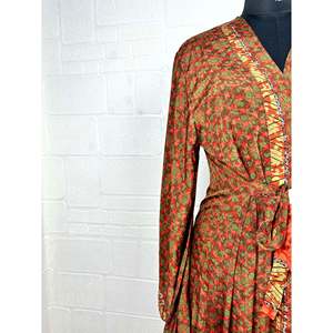 Recycled Vintage Silk Sari <b>Robe</b> Boho Floral Print Dressing Gown <b>Beach</b> Coverup or Bridesmaid Anniversary Gift - Product Image 3