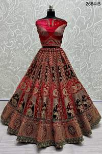 Lehenga Choli con Patrón de Rajah, Bordado Intenso y Diseño de Patchwork, Formal, para Novia, Venta en Línea - Product Image 2