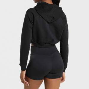 Streetwear Women's Cropped Fleece Hoodie Wholesale Custom Print Logo Long Sleeves Women Crop <b>Top</b> Hoodie Sweatshirt for Girls - Product Image 3