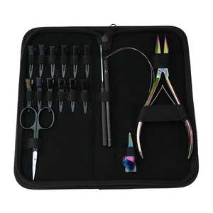 Kit d'extension de cheveux professionnel avec pinces à friser plates arc-en-ciel, petites ciseaux, pinces de sectionnement, crochet de tirage, enfileur - Product Image 1