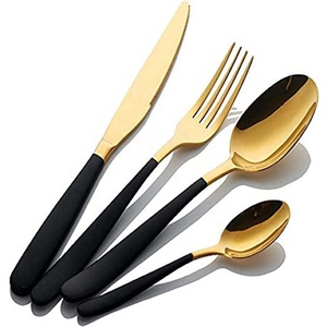 Restaurant moderne de luxe en acier inoxydable plaqué argent, ensemble de couverts carrés solides, longs et audacieux avec poignée cuillère, couteau et fourchette - Product Image 4
