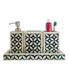 Bone Inlay Bathrooms Set <b>Napkin</b> Holder and Soap <b>Dispenser</b> and Toothpaste Holder Bone Inlay Bathroom Set - Product Image 2