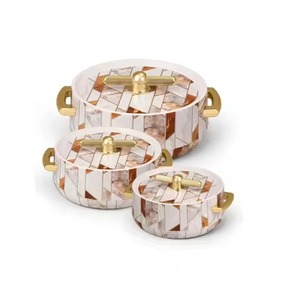 Olla Redonda Moderna de Acero con Tapa de Acero Inoxidable, Apta para Cocina de Inducción, Duradera, Apta para Horno, para Servir en Bodas - Product Image 1