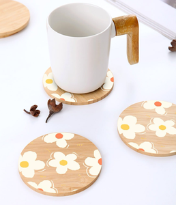 จานรองแก้วไม้ที่มีลวดลายดอกไม้กลมเป็นชุดตกแต่งบ้านที่หรูหราในราคาขายส่ง - Product Image 3