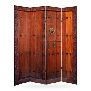 Mampara Plegable de Lona de Doble Cara con Diseño de Puerta de Madera - Product Image 4