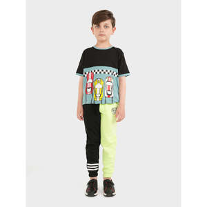 AVEAH Pantalon de jogging décontracté 100 % coton, coupe droite, léger et tendance, avec logo personnalisable, taille XL, surpiqûres colorées - Product Image 1