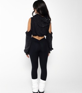 Sudadera con capucha y espalda abierta para mujer, Sudadera de manga de murciélago, Top corto sin tirantes, franela, Otoño, corto, antibolitas, Cuadrado de gran tamaño - Product Image 2