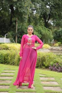 Vestido de fiesta diario para mujer Faux Georgette Kurtis indio étnico listo para usar Salwar patrón Elegante ropa paquistaní - Product Image 3